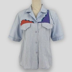 ✨SOLD✨Southern Image Vintage Unique Womens Medium Short Sleeve Collared